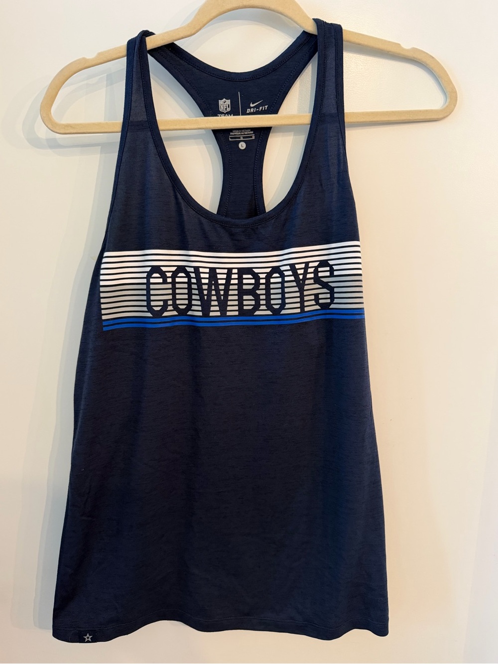 Nike Dallas Cowboys Navy and White Cowboys Racerback Tank Top